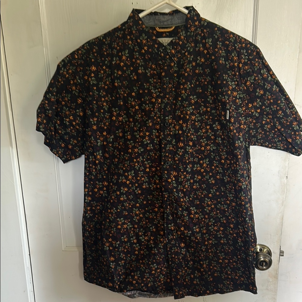Casual Black and Orange Button Down Shirt